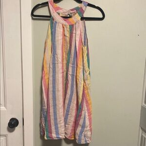 C&C California Pastel Striped 100% Linen Dress - XS - Halter
